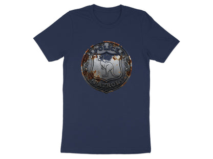 Kangaroo Police Patrol Badge T-Shirt - Rustic Metal Design