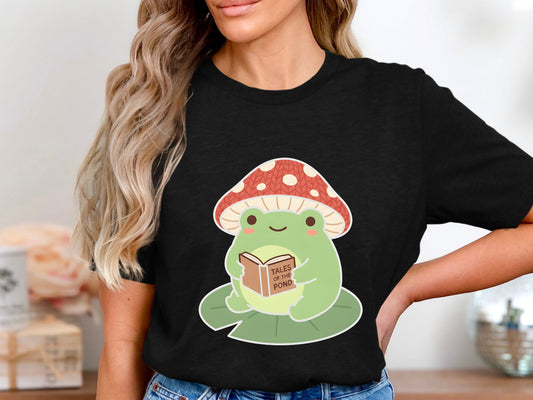 Frog with Mushroom Hat 'Tales of the Pond' Kawaii Tee