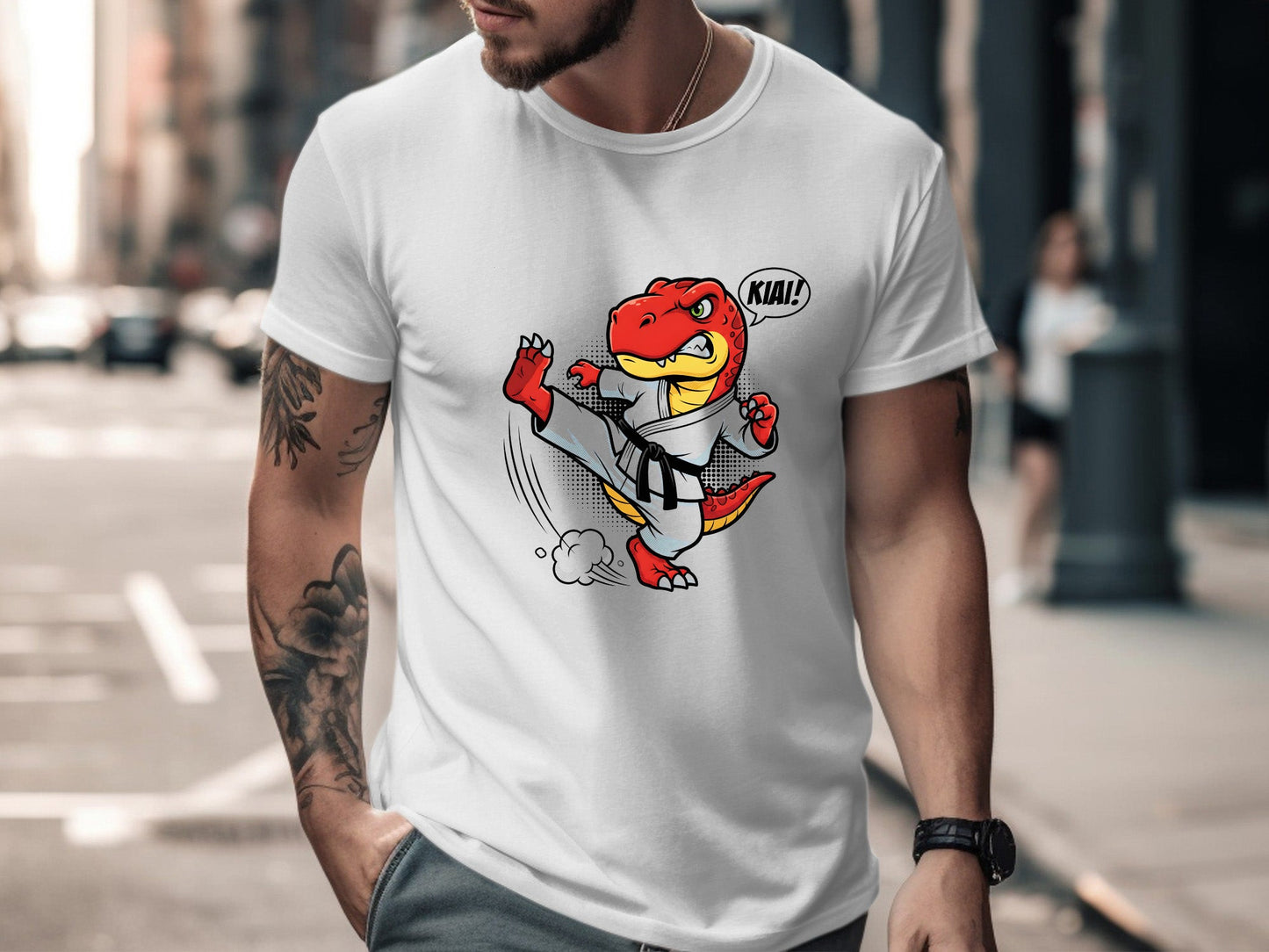 Kiai! T-Rex Karate Dinosaur T-Shirt