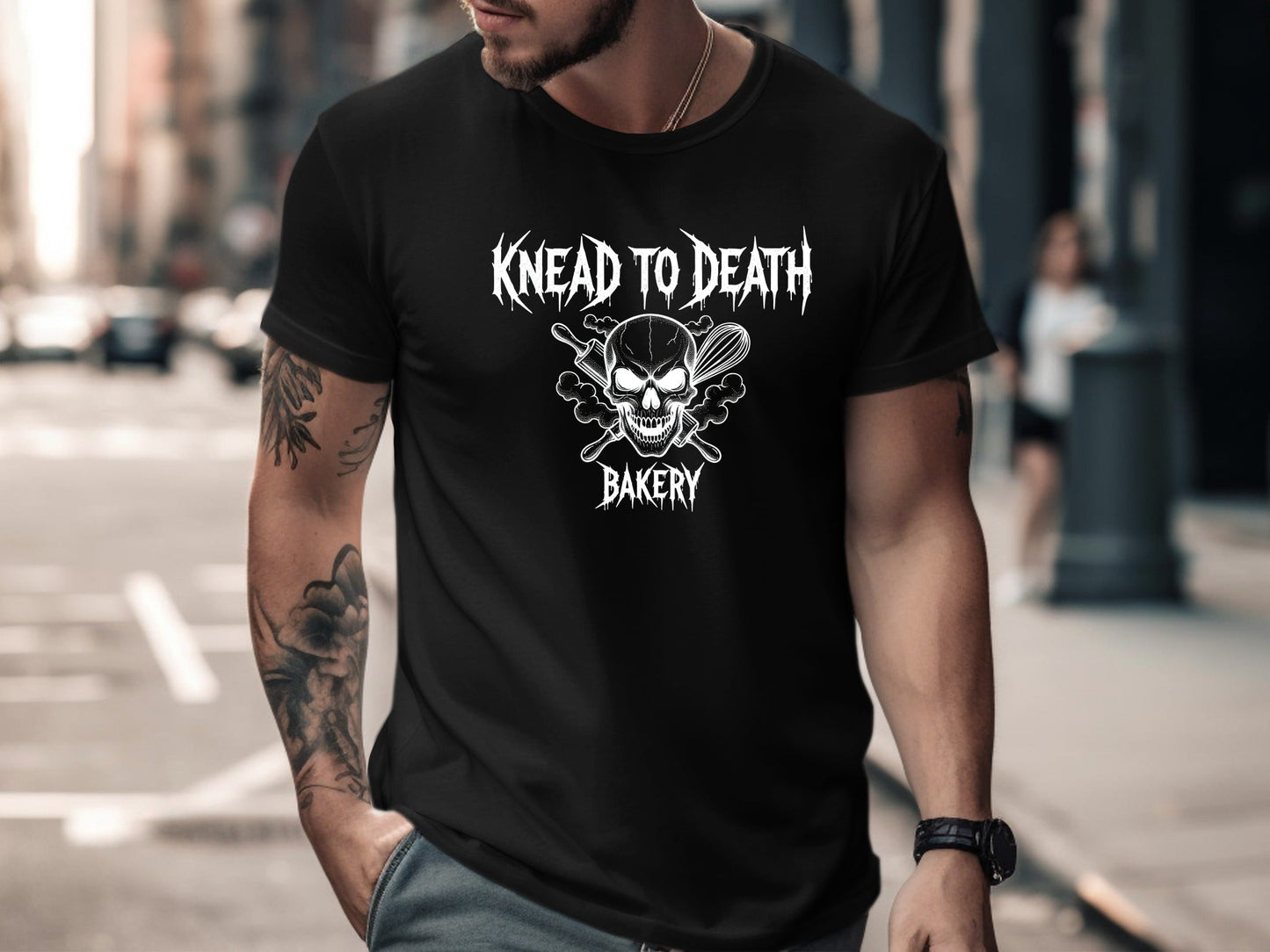 Knead To Death Bakery Skull Funny Baker T-Shirt
