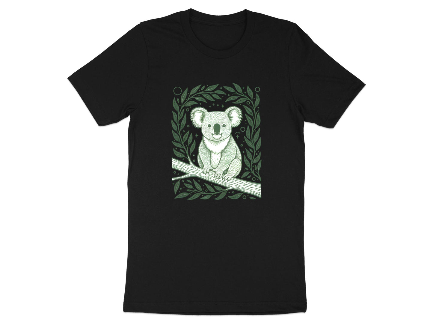 Smiling Koala Eucalyptus Branch T-Shirt | Cute Australian Tee