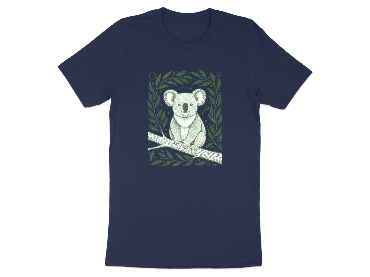 Smiling Koala Eucalyptus Branch T-Shirt | Cute Australian Tee