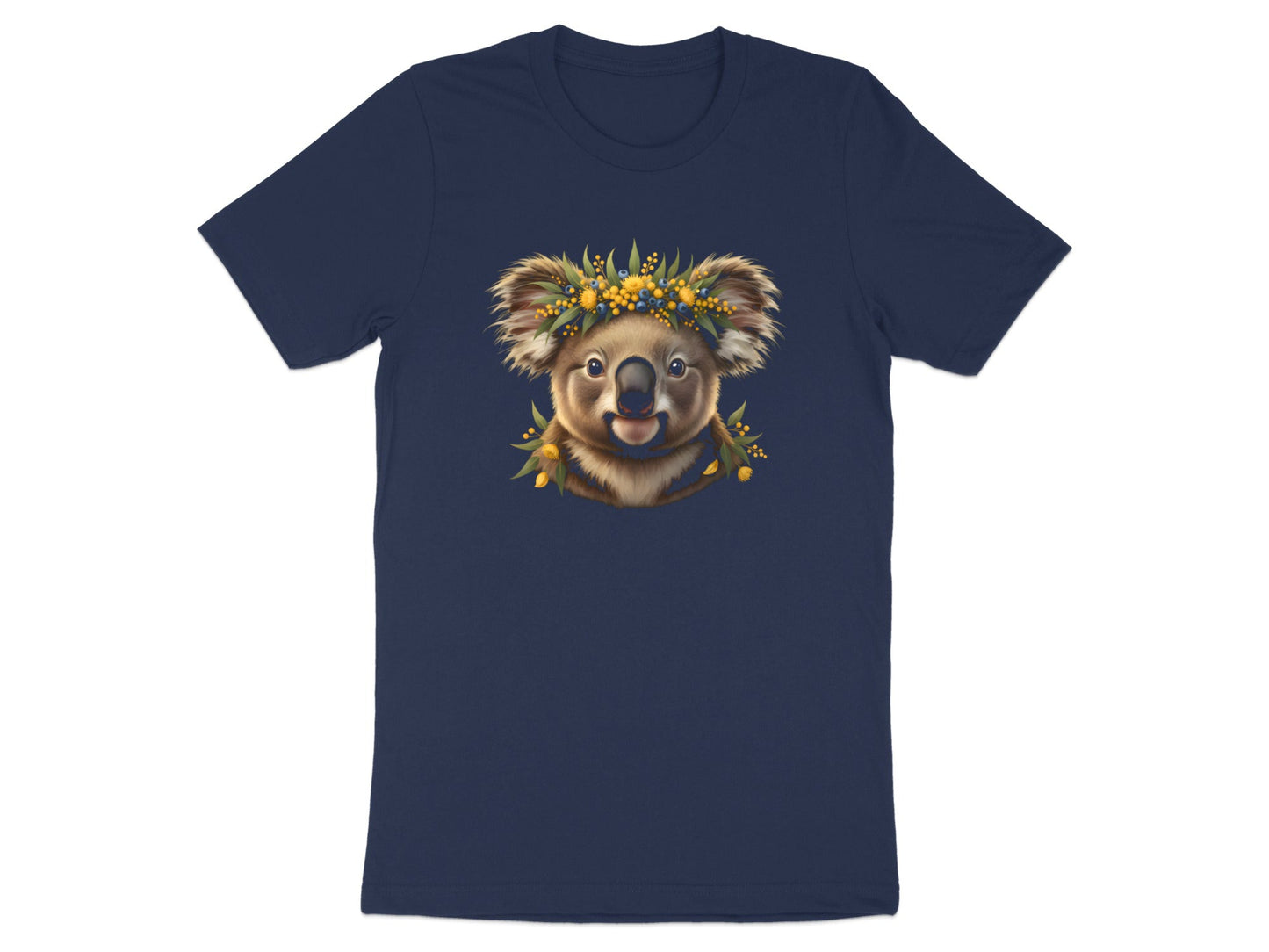 Koala with Wattle Flower Crown T-Shirt | Native Floral Tee