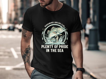 Leaping Barramundi Graphic T-Shirt - Black / Pride Australia