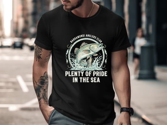 Leaping Barramundi Graphic T-Shirt - Black / Pride Australia