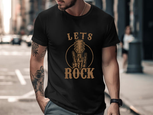 Let's Rock Skeleton Hands Guitar T-Shirt
