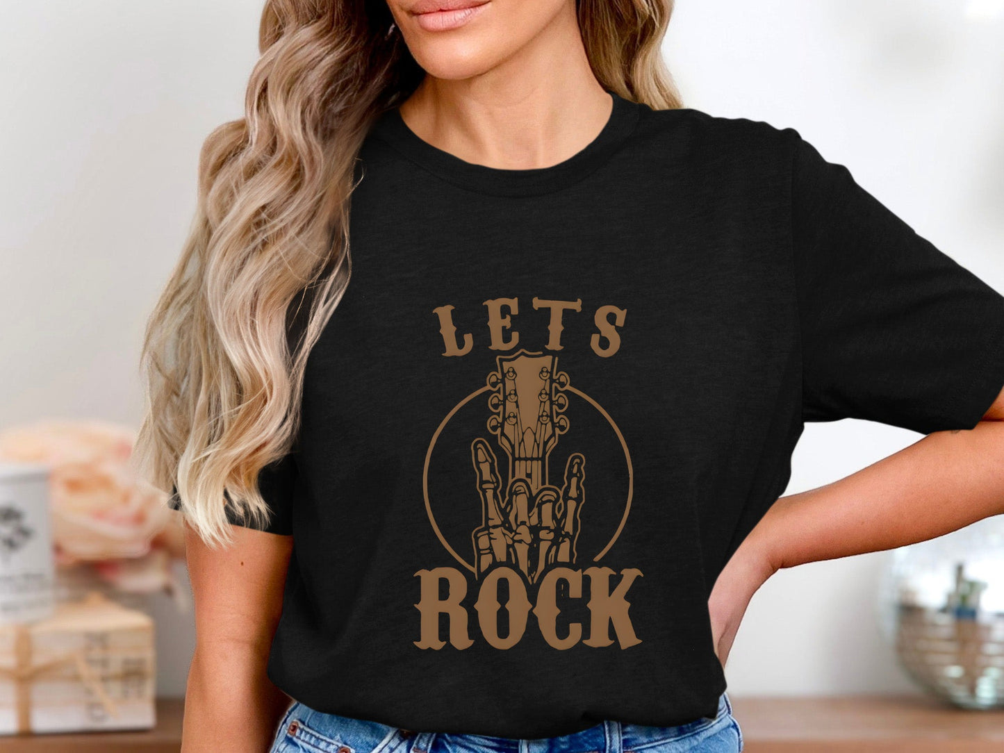 Let's Rock Skeleton Hands Guitar T-Shirt