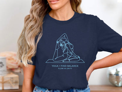 Yoga Find Balance Fine Line Art T-Shirt