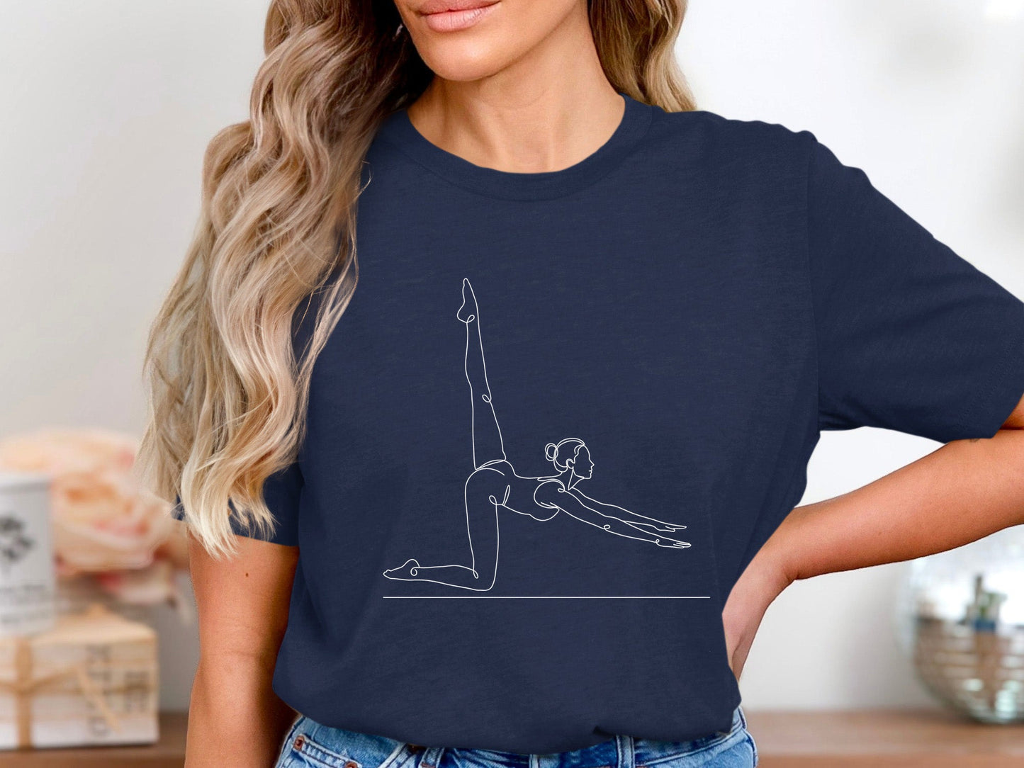 Minimalist Line Art Pilates Pose T-Shirt