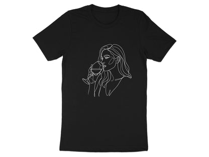 Minimalist Wine Lady Line Art T-Shirt