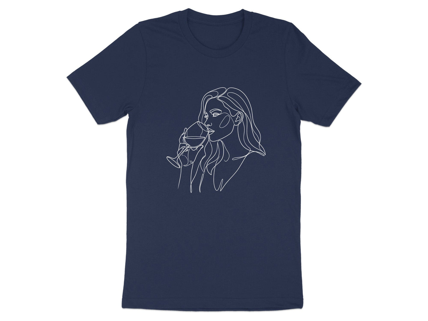 Minimalist Wine Lady Line Art T-Shirt
