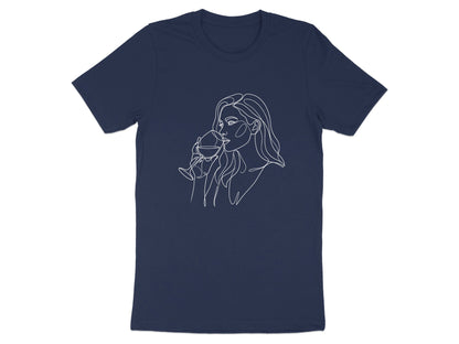 Minimalist Wine Lady Line Art T-Shirt