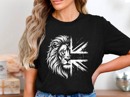 British Lion & Union Jack Half-Face T-Shirt - Bold Graphic
