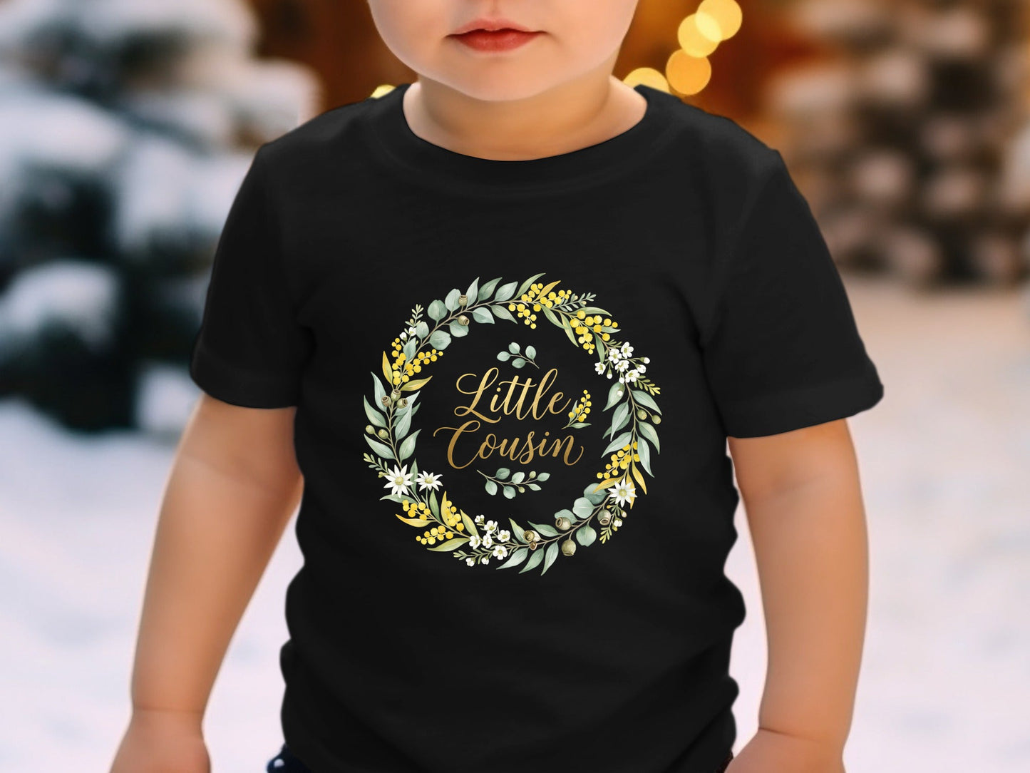 Little Cousin Aesthetic Watercolor Floral Wreath Tee