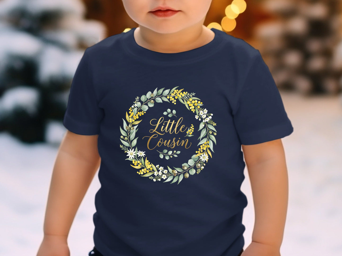 Little Cousin Aesthetic Watercolor Floral Wreath Tee