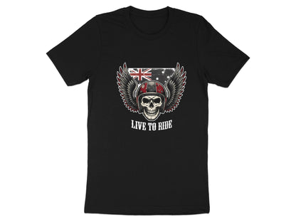 Live to Ride Australian Flag Biker T-Shirt