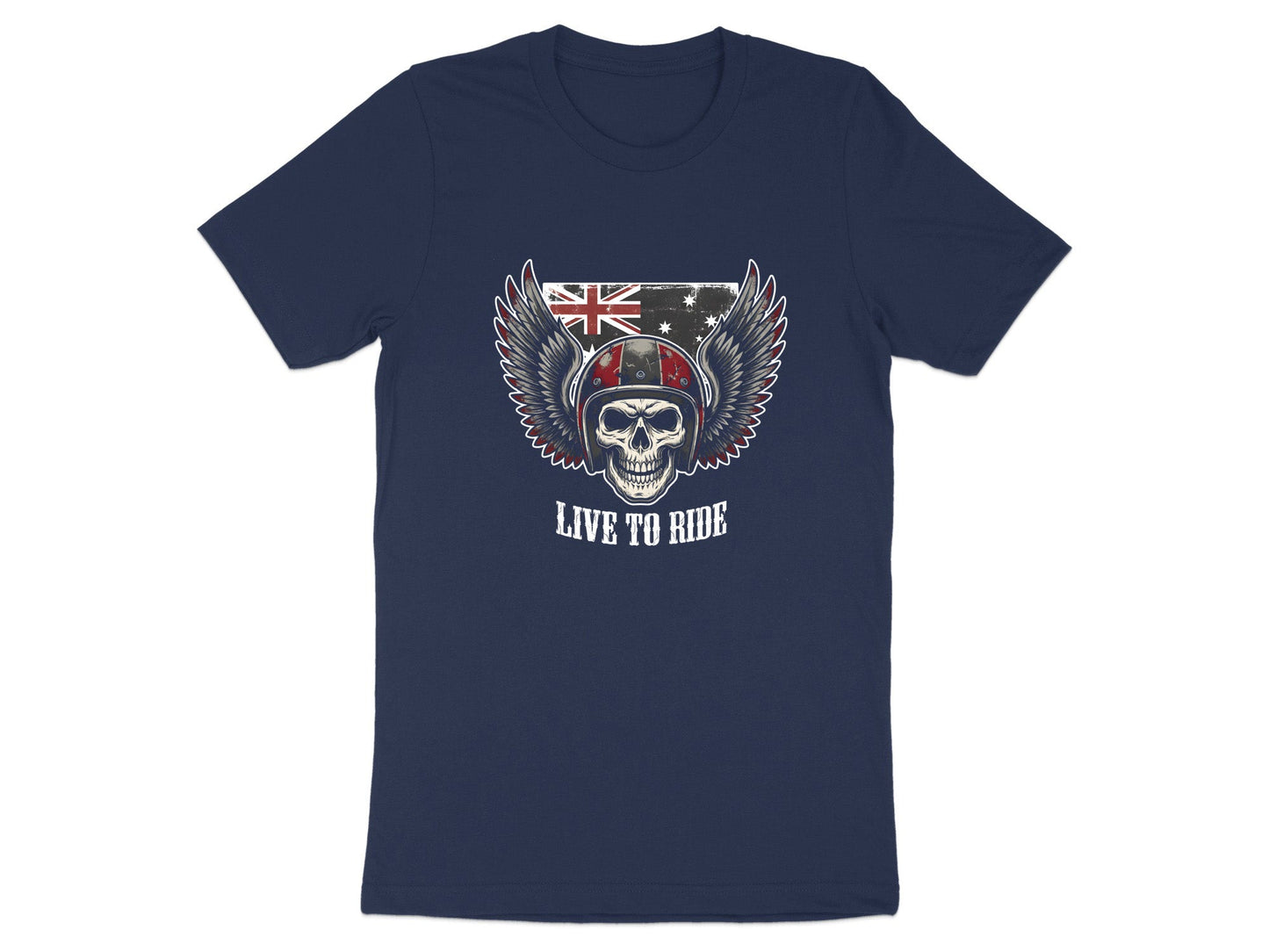 Live to Ride Australian Flag Biker T-Shirt