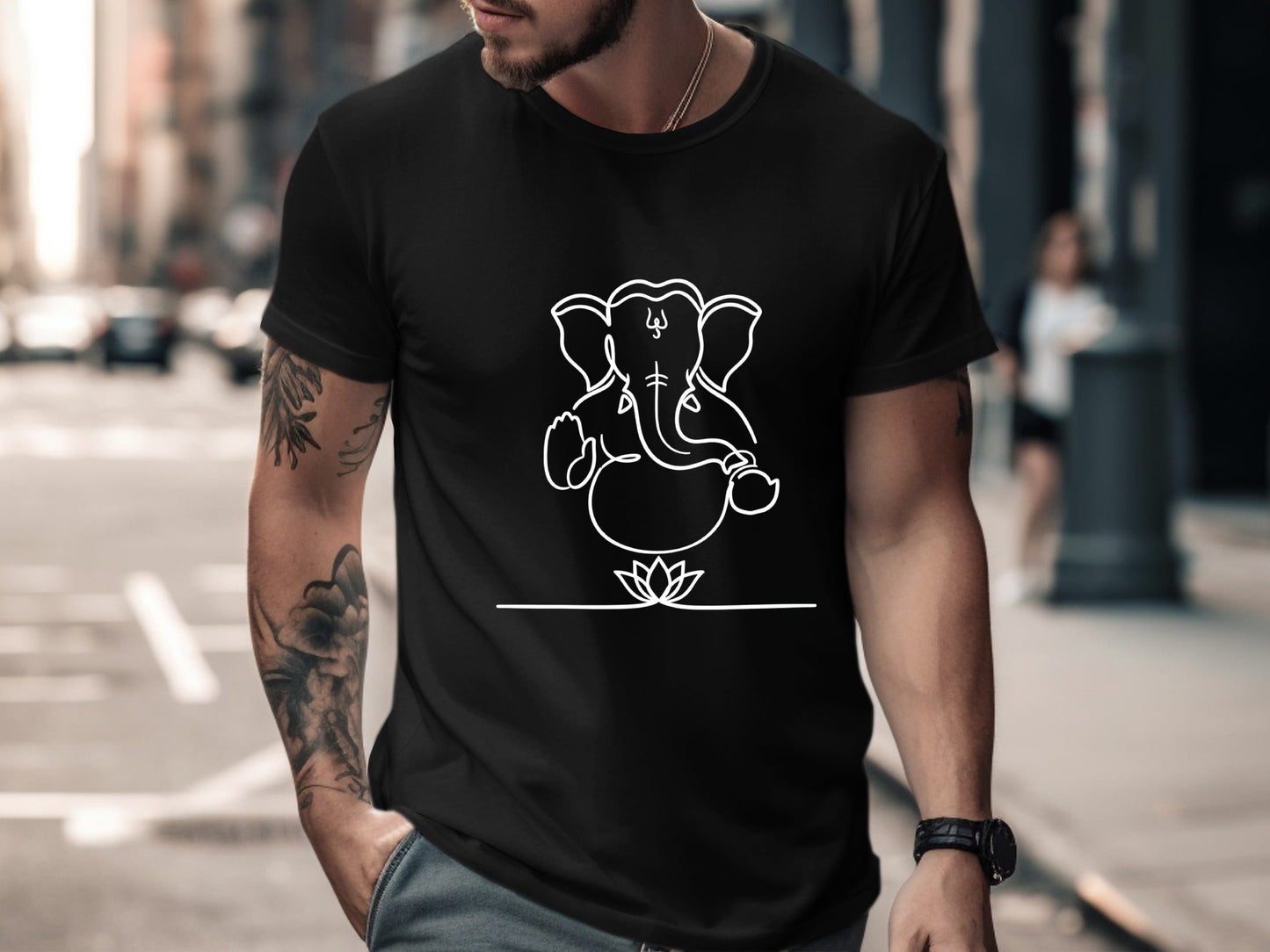 Lord Ganesha Minimalist Line Art Tee
