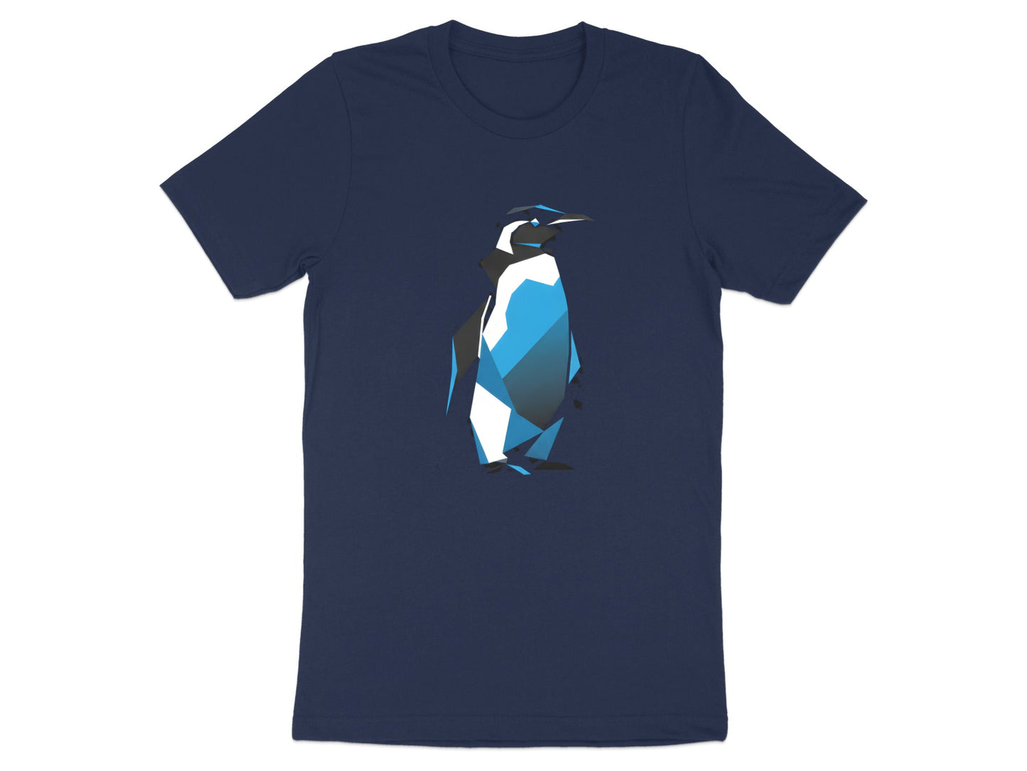 Low Poly Geometric Penguin T-Shirt - Modern Blue Tech Art