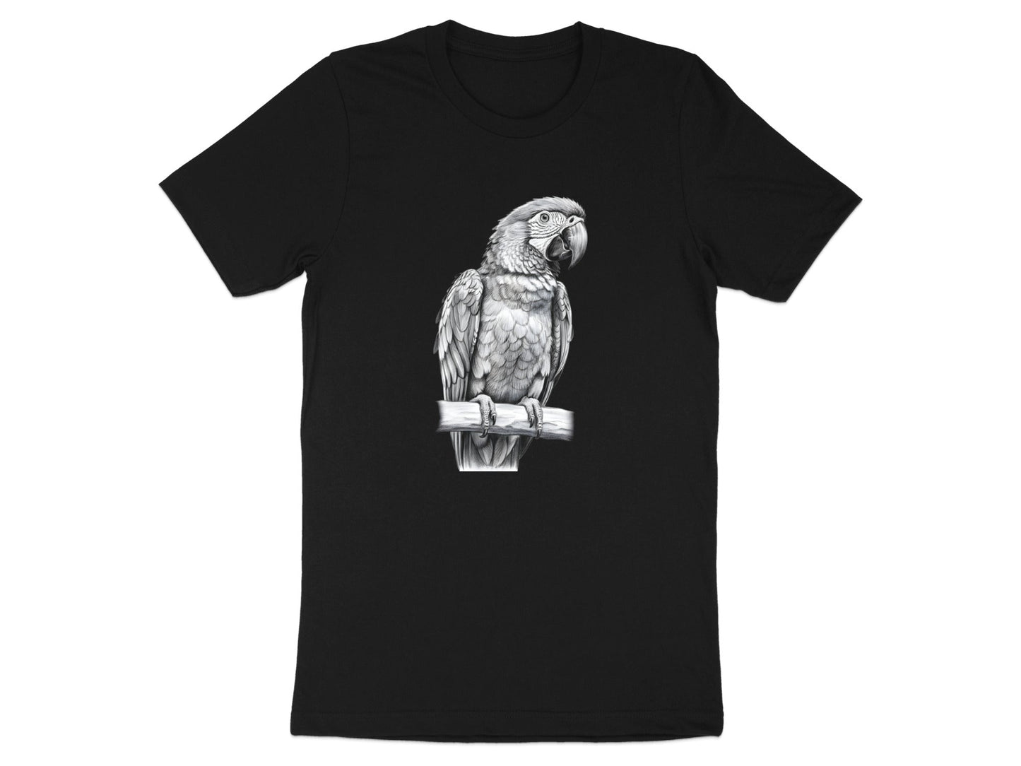 Macaw Parrot Detailed Pencil Sketch Artistic T-Shirt