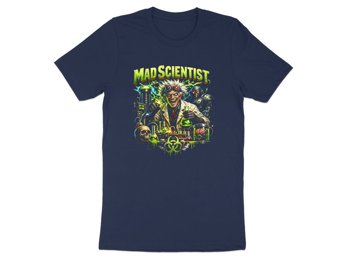 Mad Scientist Retro Illustration T-Shirt - Sci-Fi Lab Tee