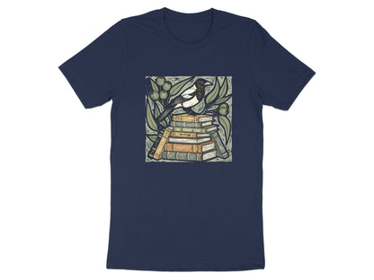 Magpie & Book Stack Linocut Tee