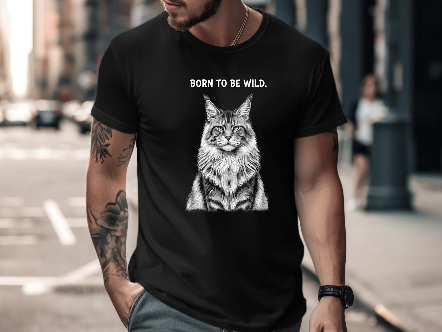 Born To Be Wild Maine Coon Cat T-Shirt