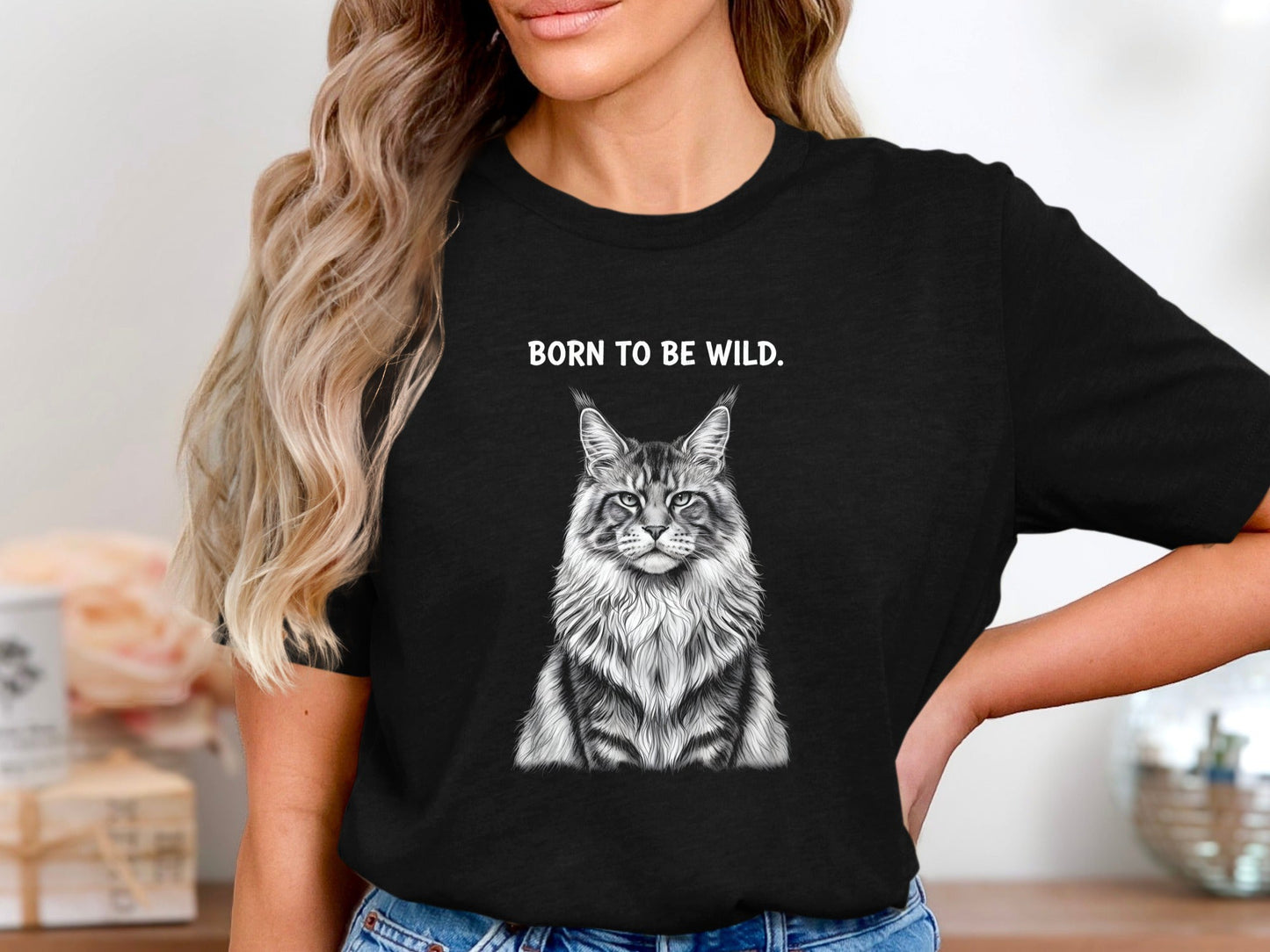 Born To Be Wild Maine Coon Cat T-Shirt