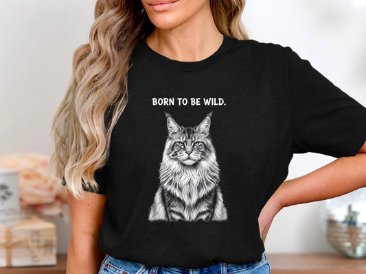 Born To Be Wild Maine Coon Cat T-Shirt