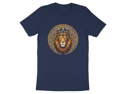 Majestic Crowned Lion T-Shirt - Ornate Gold & Blue Crest