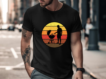 Sunset BBQ Silhouette Grilling T-Shirt