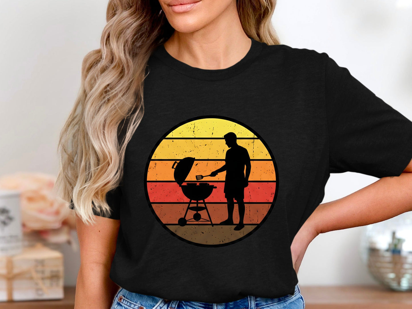 Sunset BBQ Silhouette Grilling T-Shirt