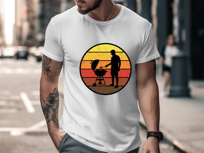 Sunset BBQ Silhouette Grilling T-Shirt