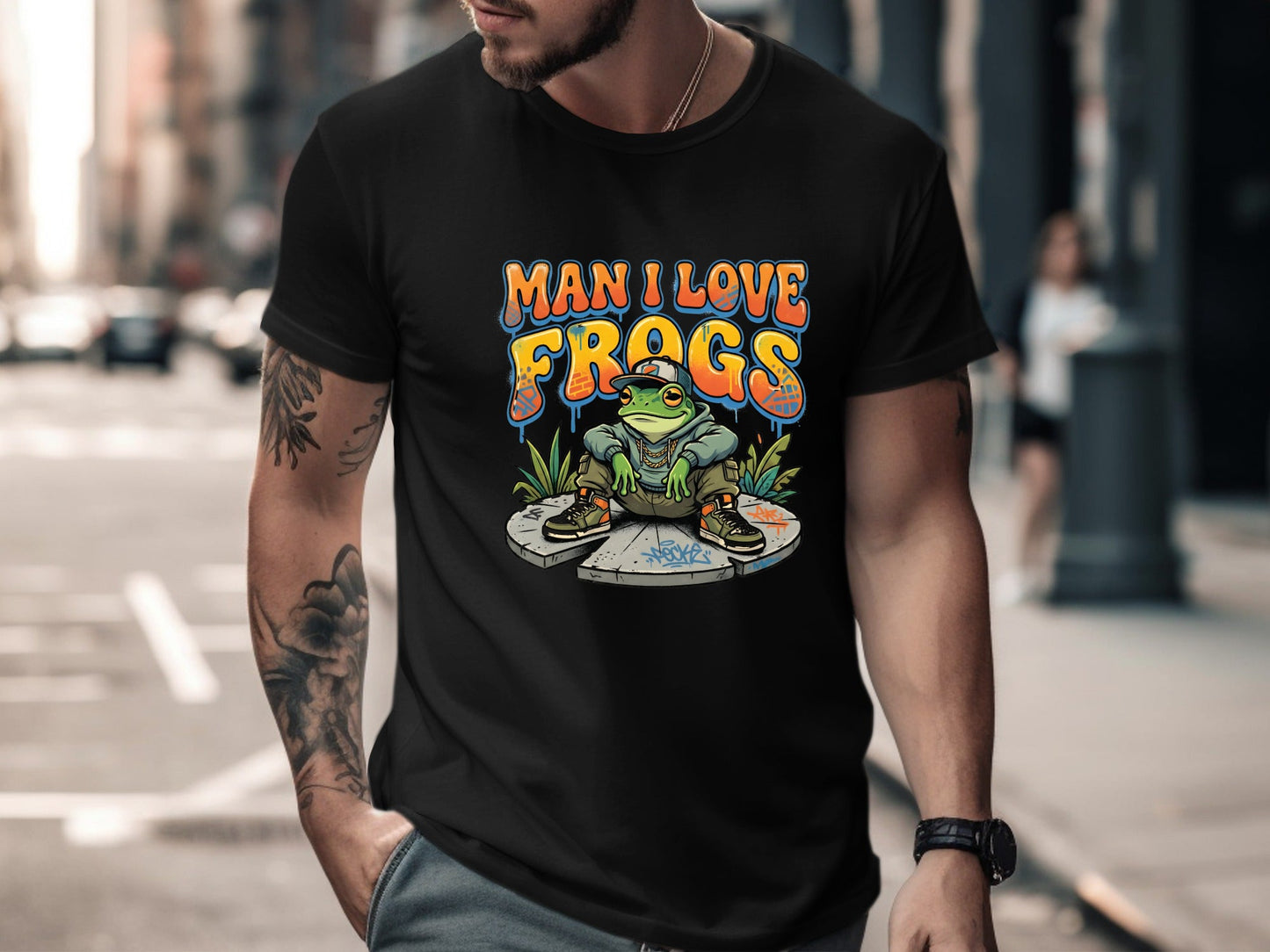 Man I Love Frogs Graffiti Style T-Shirt