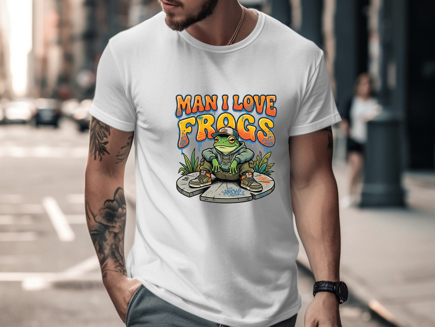 Man I Love Frogs Graffiti Style T-Shirt