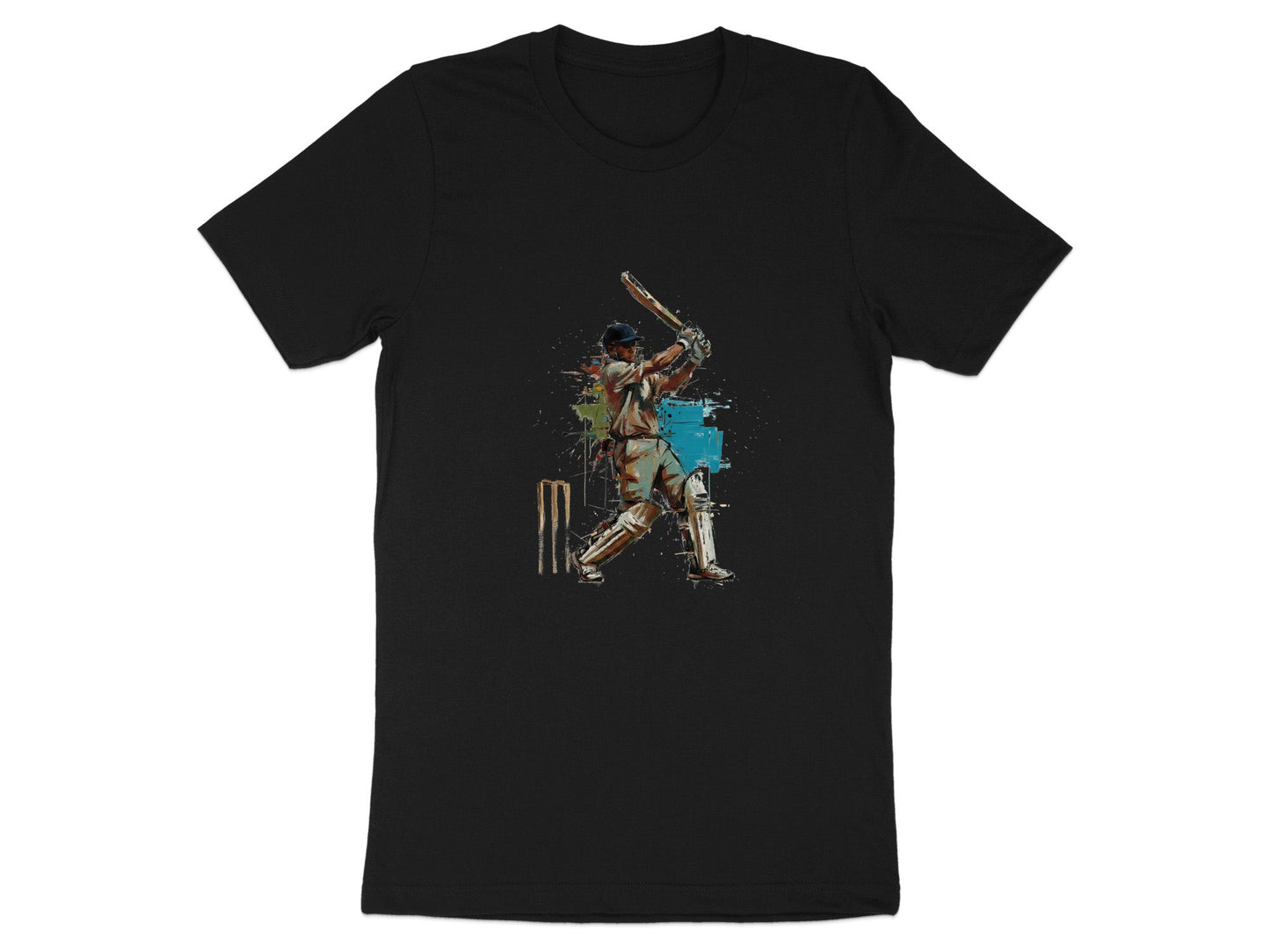 The Batsman Abstract Paint Splatter Cricket Tee