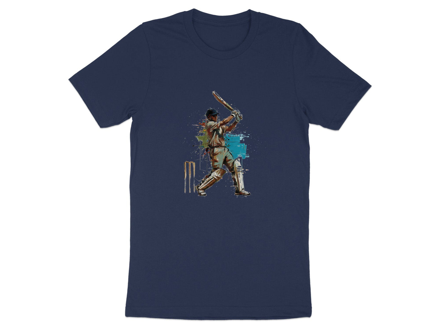 The Batsman Abstract Paint Splatter Cricket Tee