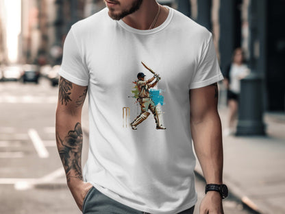 The Batsman Abstract Paint Splatter Cricket Tee