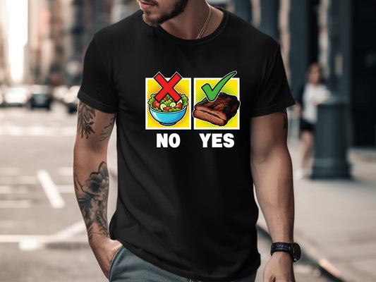"Meat Over Salad" Funny BBQ Humour T-Shirt