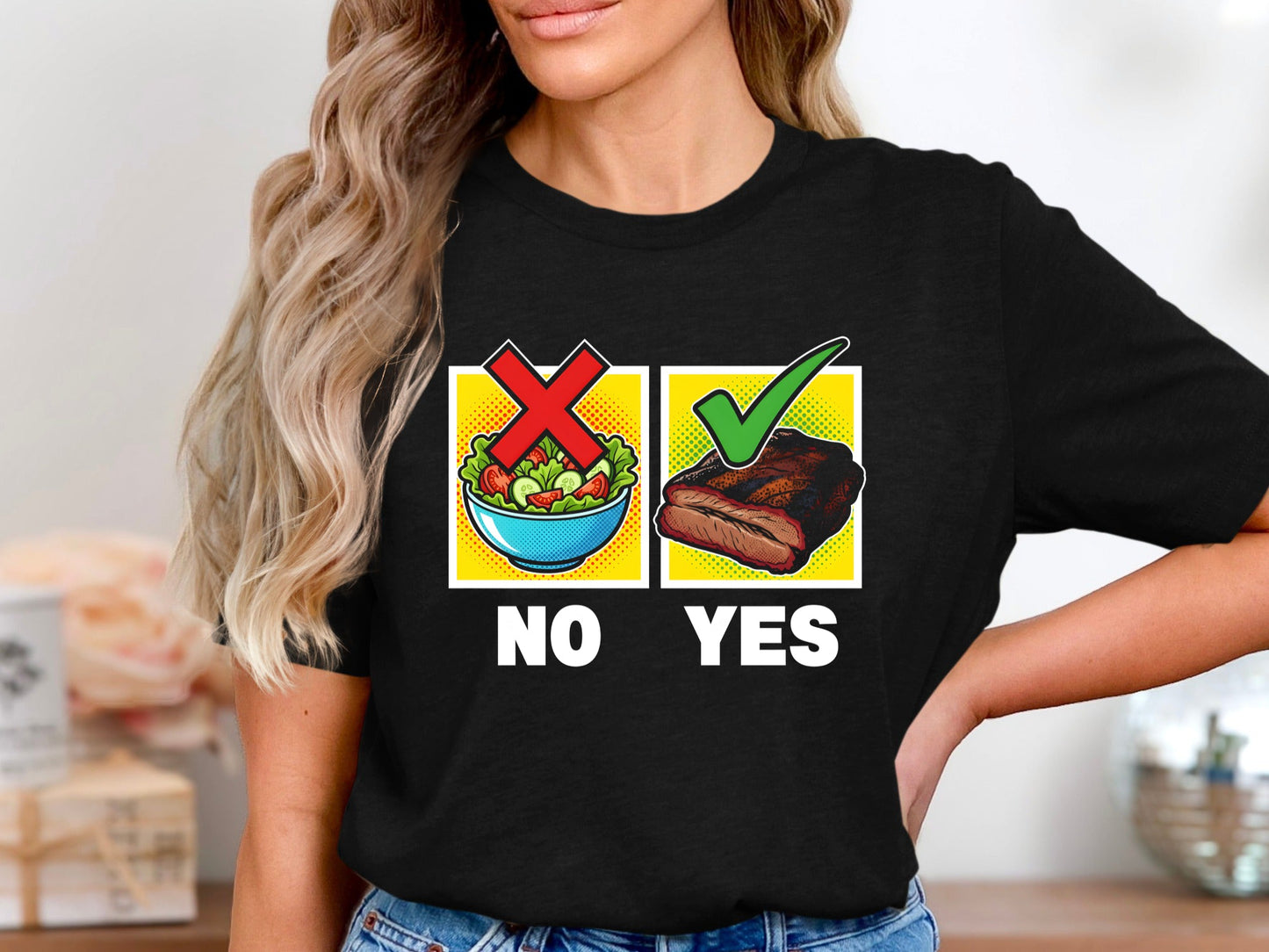 "Meat Over Salad" Funny BBQ Humour T-Shirt