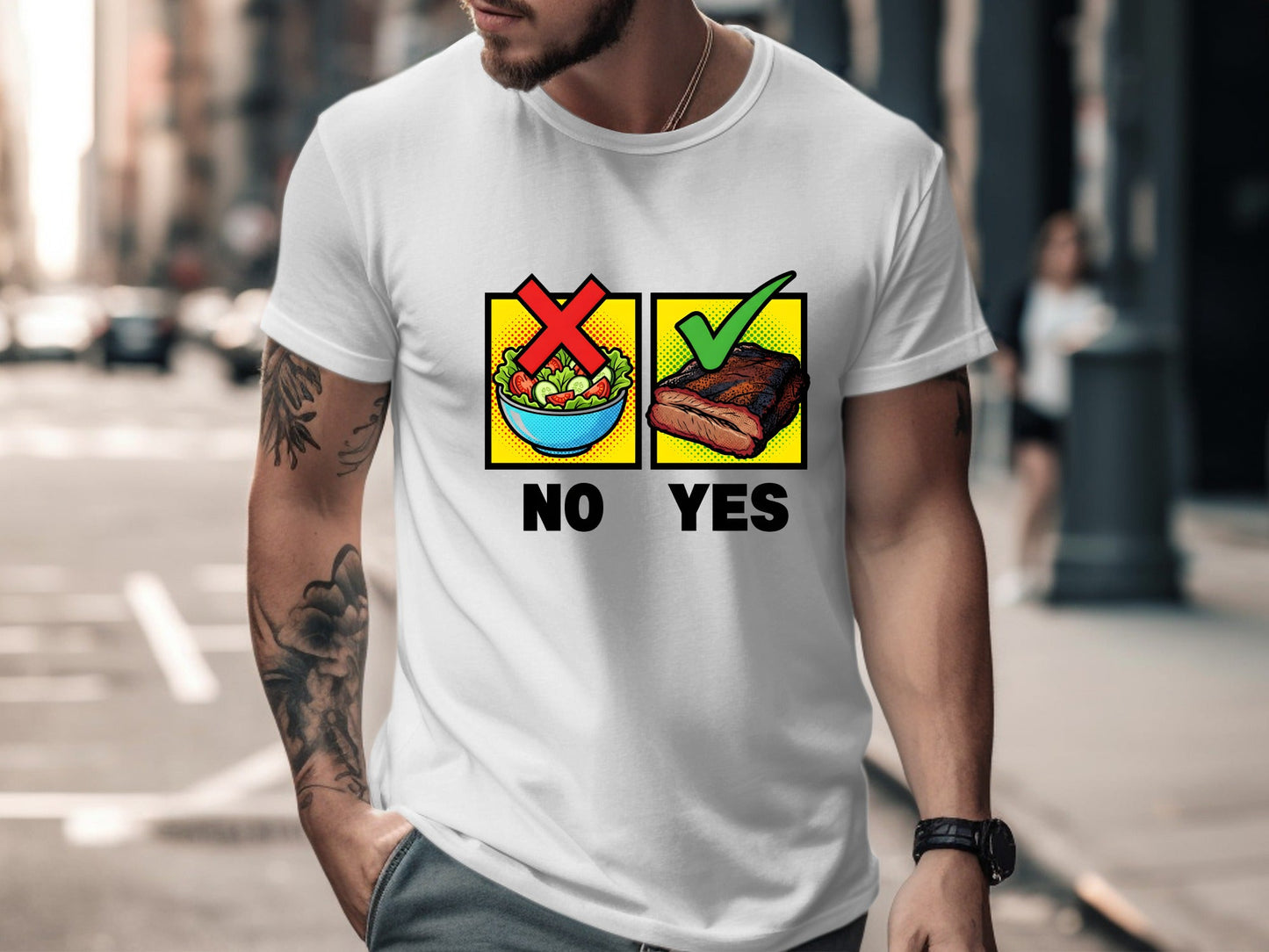 "Meat Over Salad" Funny BBQ Humour T-Shirt
