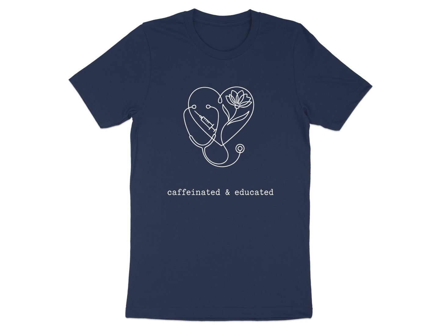 Caffeinated & Educated Heart Line Art T-Shirt