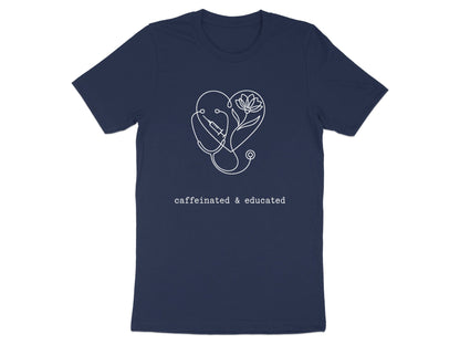 Caffeinated & Educated Heart Line Art T-Shirt