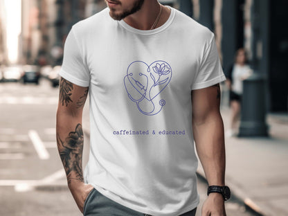 Caffeinated & Educated Heart Line Art T-Shirt