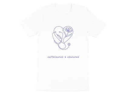 Caffeinated & Educated Heart Line Art T-Shirt