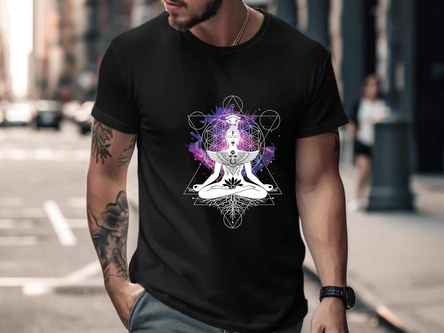 Sacred Geometry Buddha Space T-Shirt