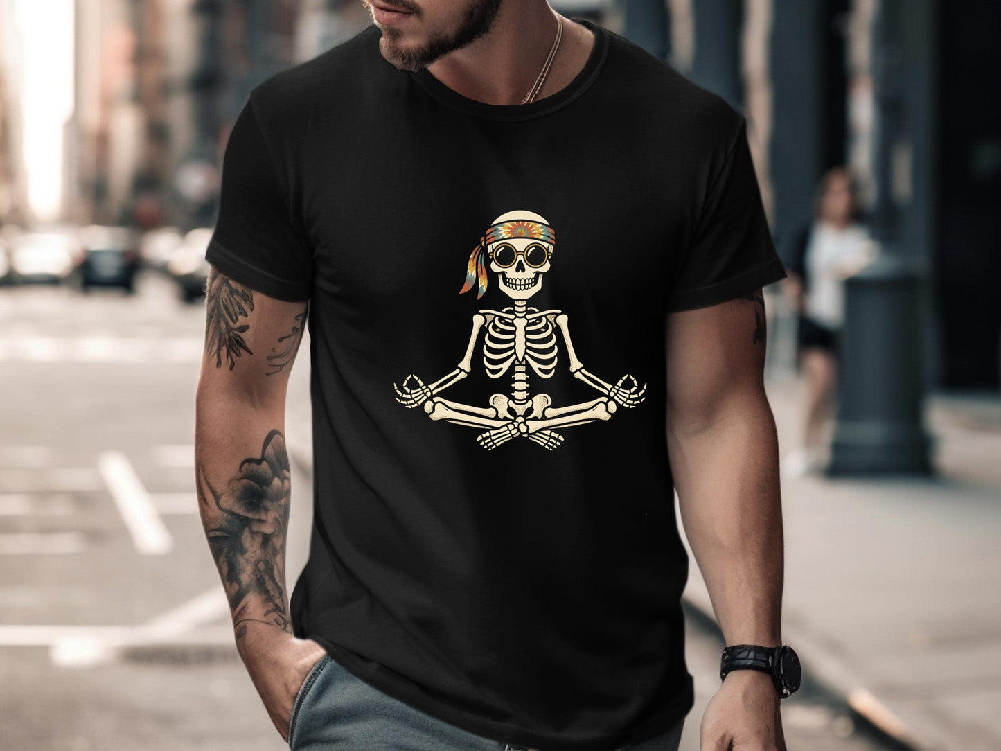 Chill Skeleton Meditating Yoga T-Shirt