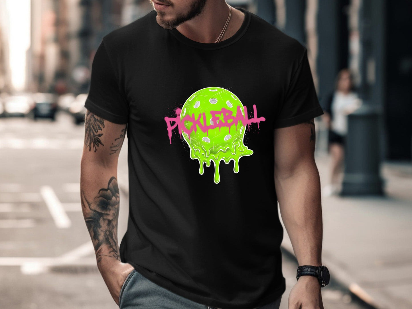Melting Neon Pickleball Streetwear Graphic T-Shirt