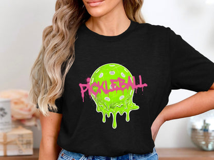 Melting Neon Pickleball Streetwear Graphic T-Shirt