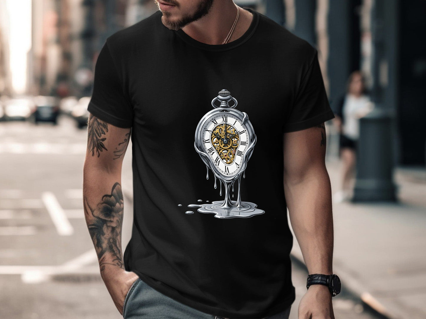 Melting Pocket Watch Surrealist Time Graphic Tee